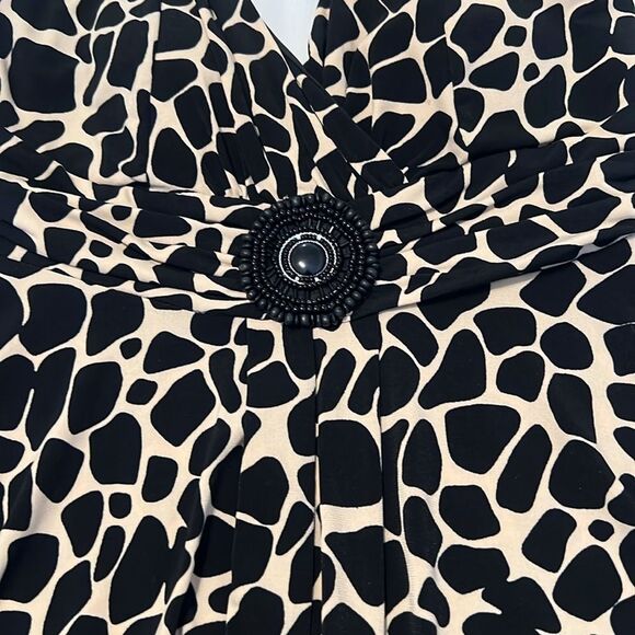 Enfocus Studio sz4 Elegant Black & Cream Animal Print Sleeveless high low Dress - Picture 5 of 12